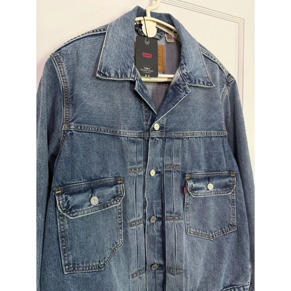 Levi’s Type II Selvedge Big E Trucker Jacket Large Blue Denim Relaxed NWT IREG
